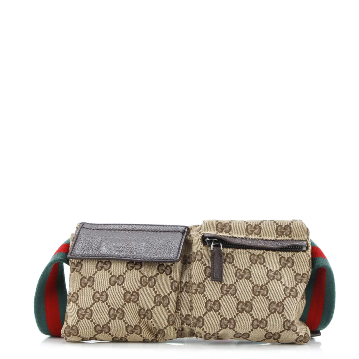Vintage Double Belt Bag GG Canvas with Leather - Deep Luxury