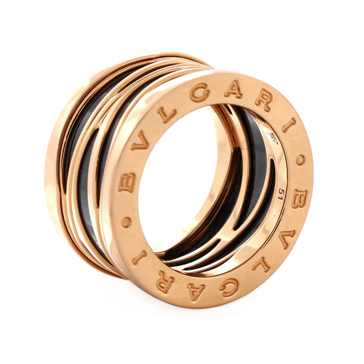 B.Zero1 Design Legend Zaha Hadid Four Band Ring 18K Rose Gold with Ceramic - Deep Luxury