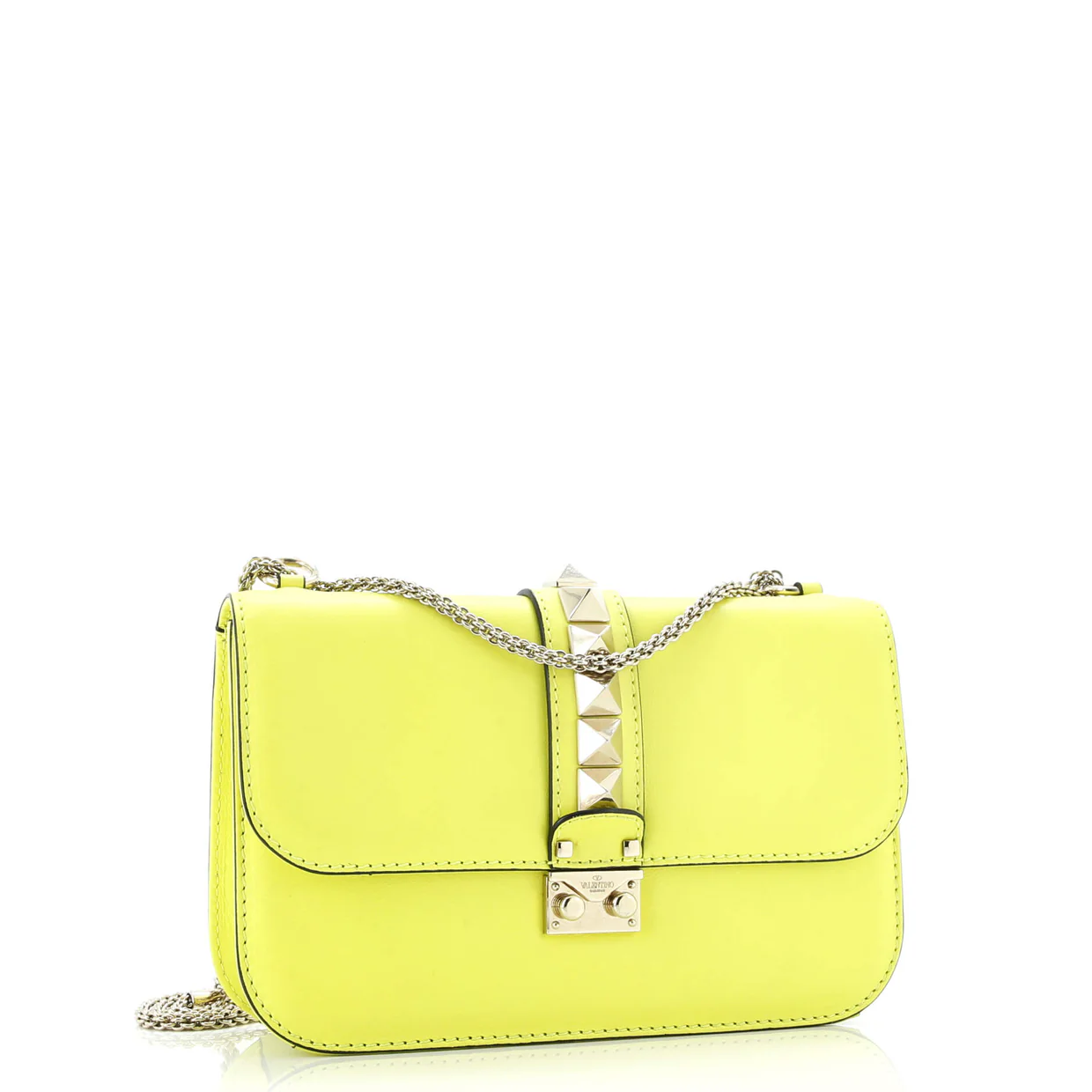 Rolling Rockstud Glam Lock Shoulder Bag Leather Medium - Deep Luxury