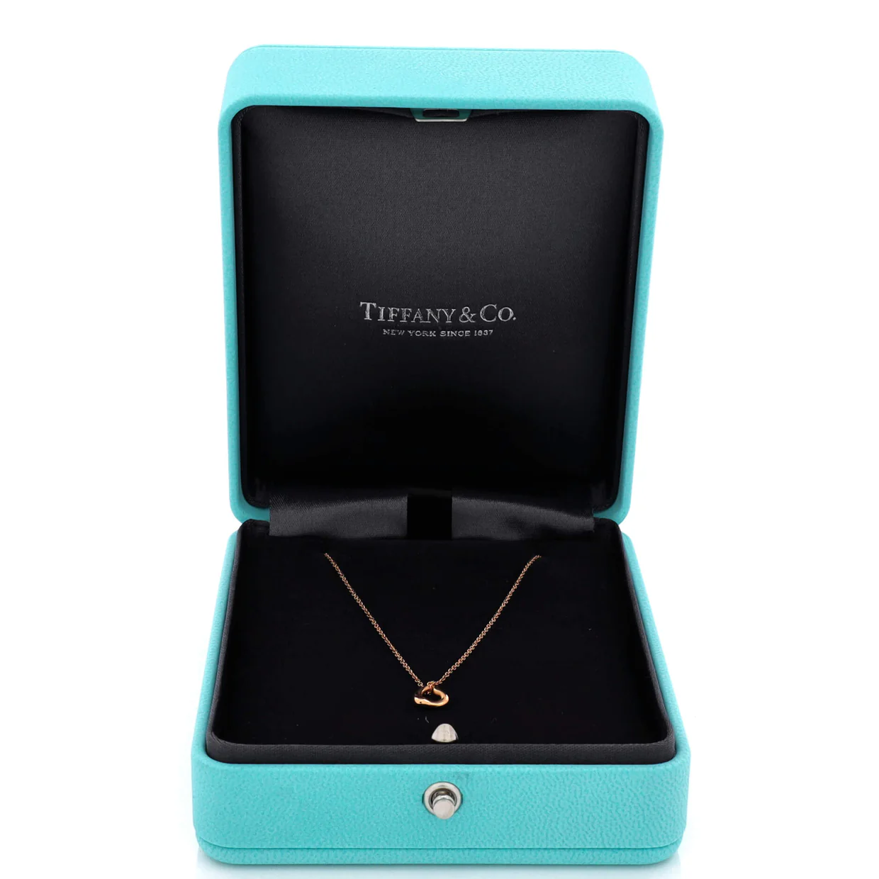 Elsa Peretti Open Heart Pendant Necklace 18K Rose Gold 7mm - Deep Luxury