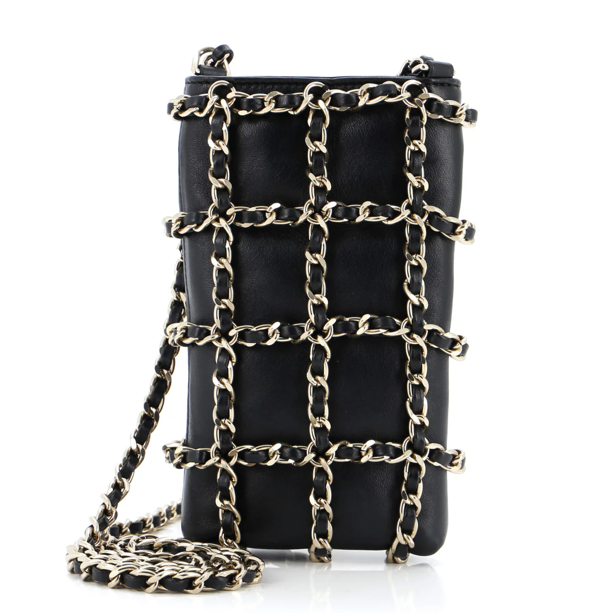 Tech Me Out Clutch With Chain Lambskin - Deep Luxury