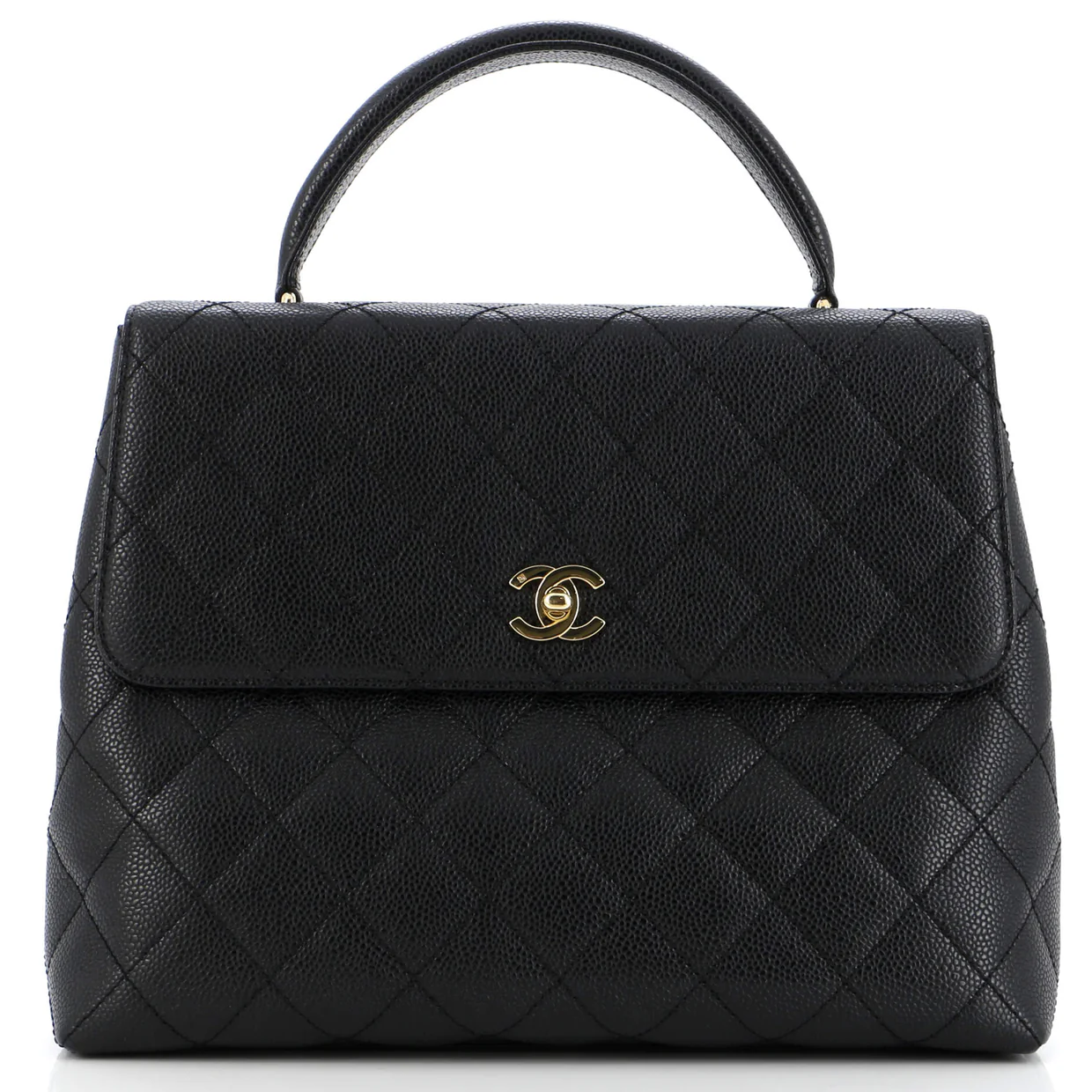 Vintage Classic Top Handle Flap Bag Quilted Caviar Jumbo - Deep Luxury