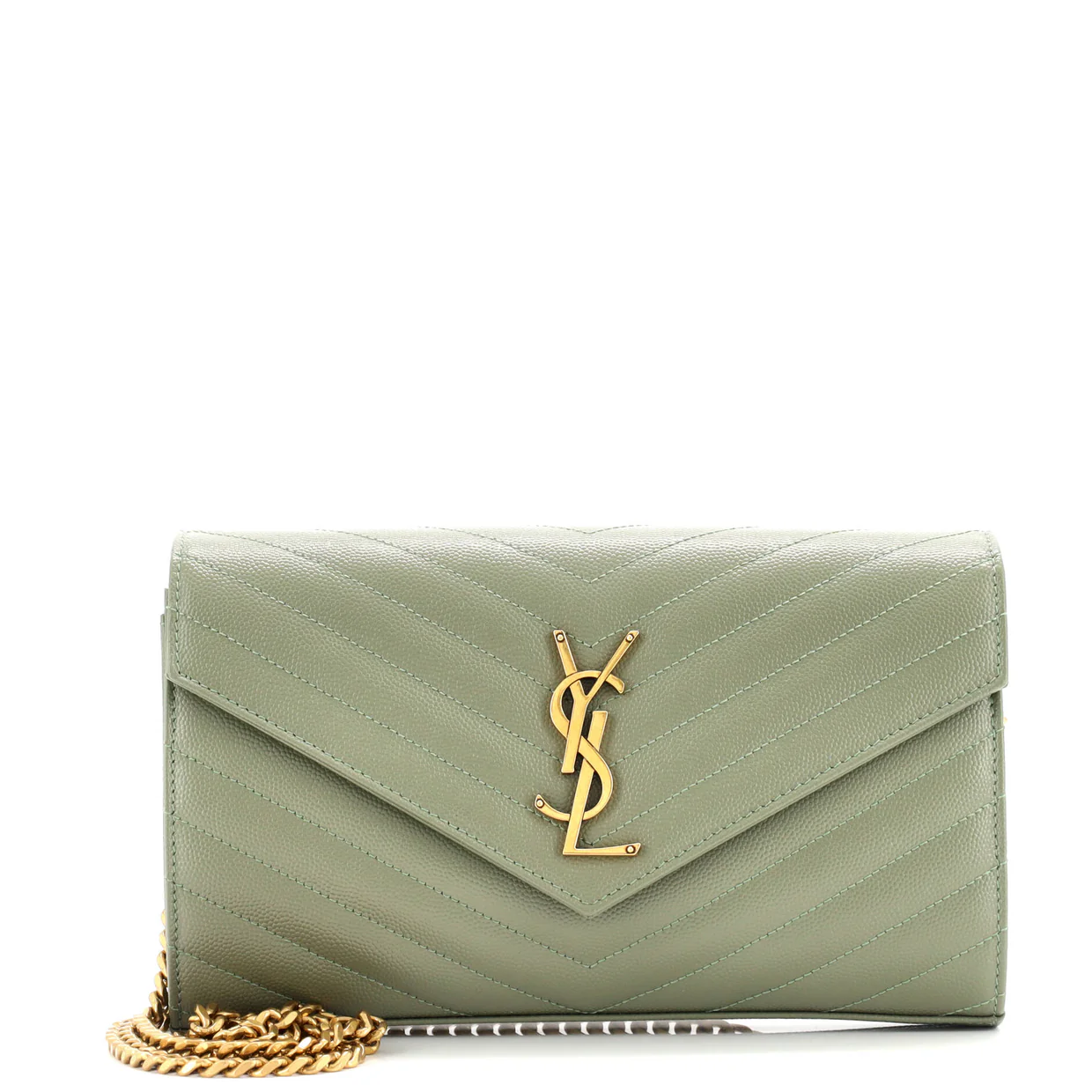 Classic Monogram Wallet on Chain Matelasse Chevron Leather Medium - Deep Luxury