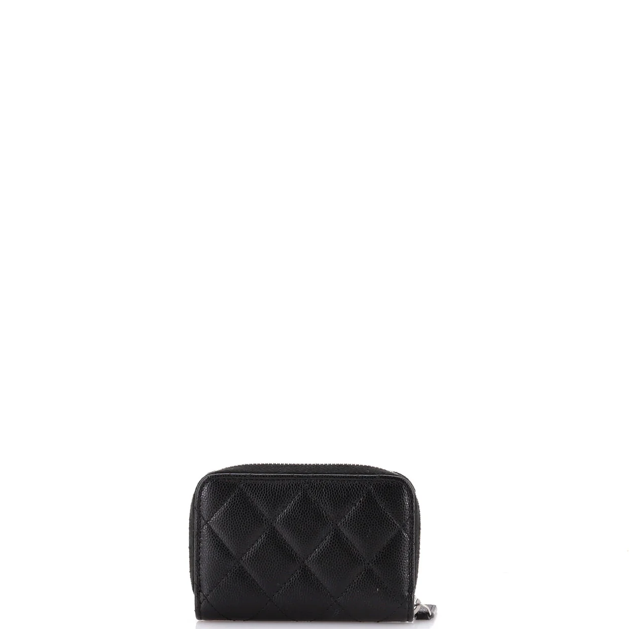 CC Cut Out Coco Chanel Zip Coin Purse Quilted Caviar Small - Deep Luxury