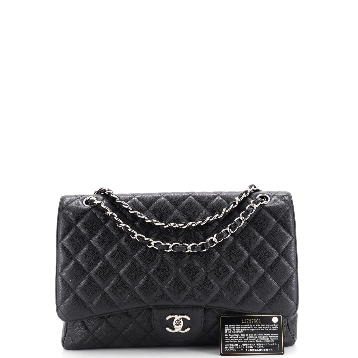 Classic Single Flap Bag Quilted Caviar Maxi - Deep Luxury