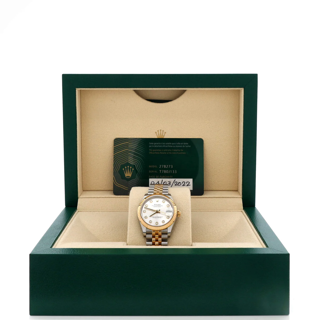Oyster Perpetual Datejust Automatic Watch Stainless Steel and Yellow Gold with Diamond Markers 31 - Deep Luxury