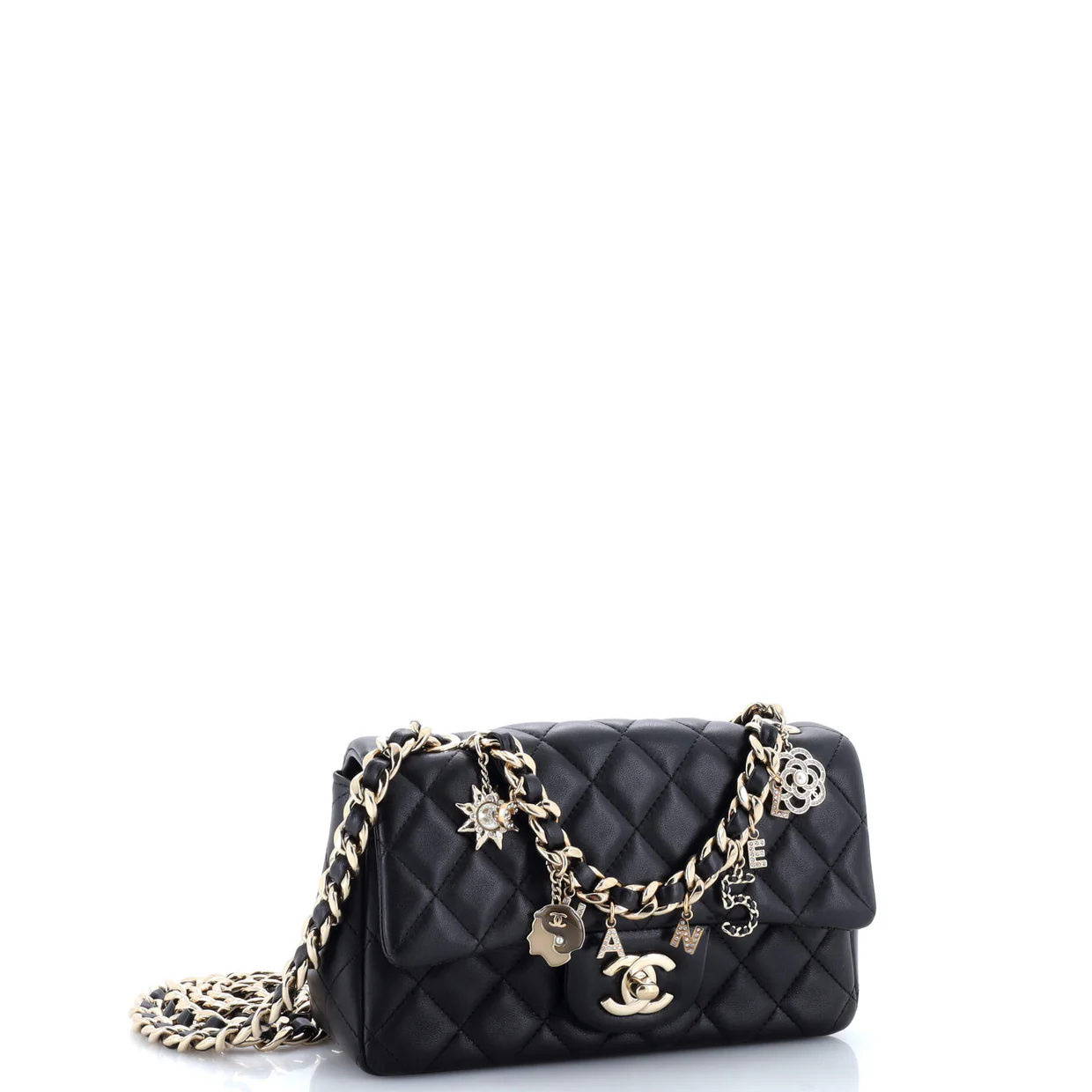 Coco Charms Classic Single Flap Bag Quilted Lambskin Mini - Deep Luxury