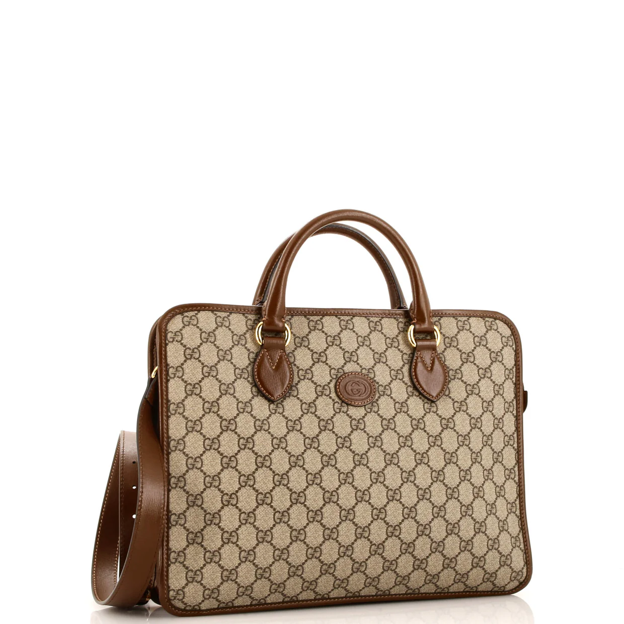 Interlocking G Patch Briefacase GG Coated Canvas - Deep Luxury