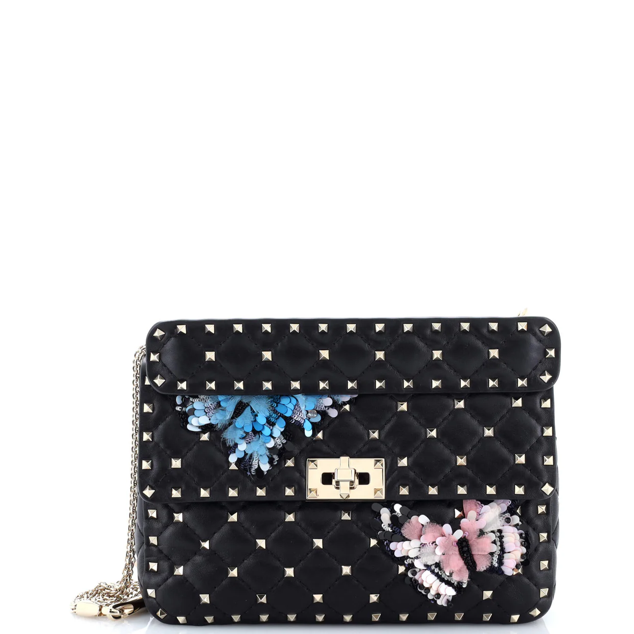 Rockstud Spike Flap Bag Embellished Quilted Leather Medium - Deep Luxury