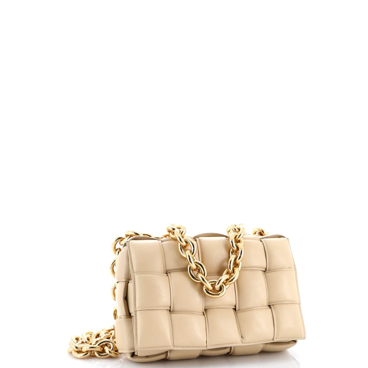Cassette Chain Crossbody Bag Padded Maxi Intrecciato Leather - Deep Luxury