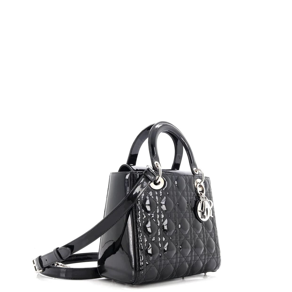 Lady Dior NM Bag Cannage Quilt Patent Medium - Deep Luxury