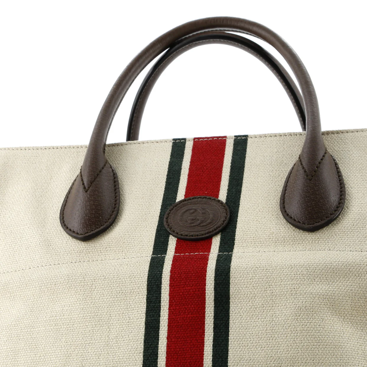 Foldable Web Tote Canvas with Leather Small - Deep Luxury