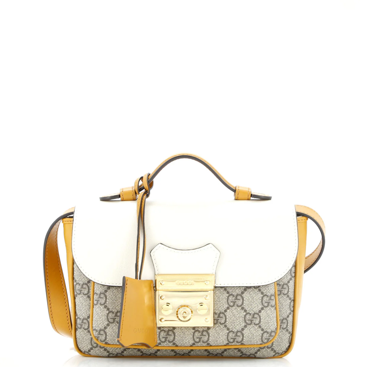 Padlock Front Pocket Flap Shoulder Bag GG Coated Canvas and Leather Mini - Deep Luxury