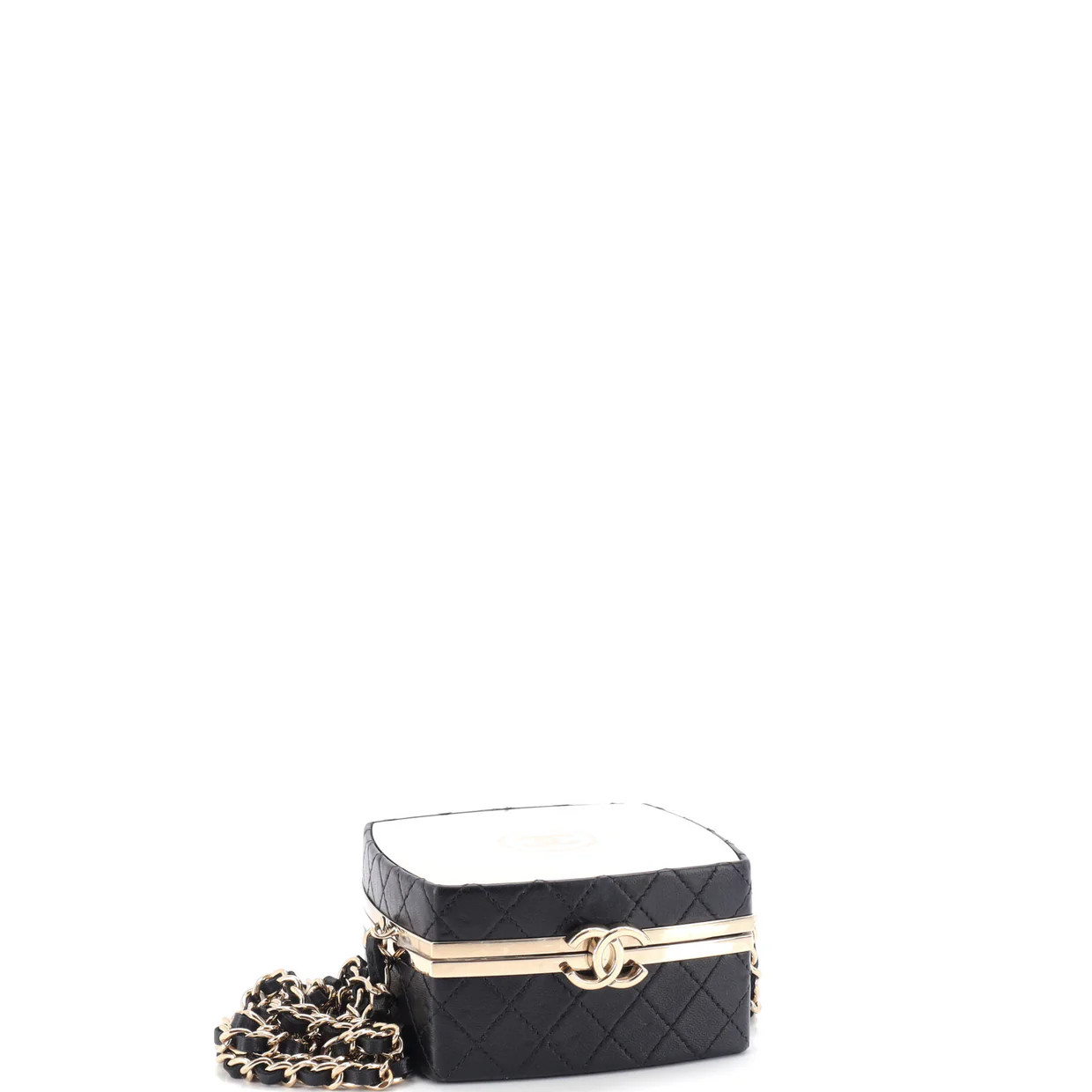 CC Make-Up Box Clutch with Chain Quilted Lambskin and Metal Small - Deep Luxury