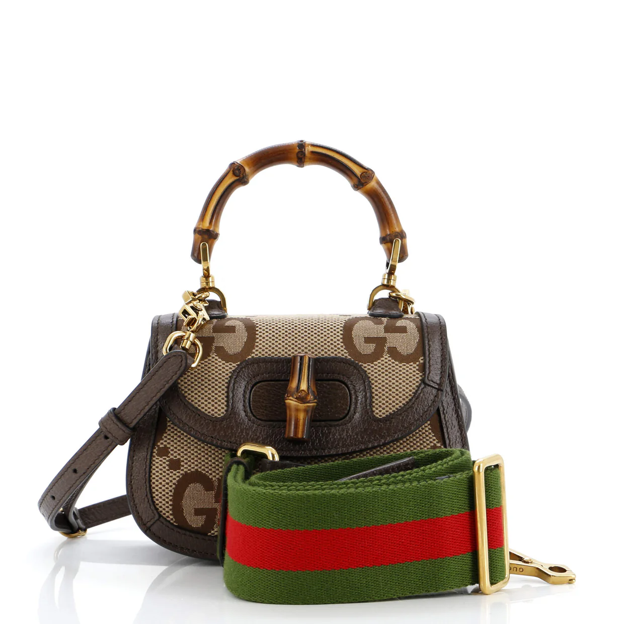 Bamboo 1947 Top Handle Bag Jumbo GG Canvas Mini - Deep Luxury