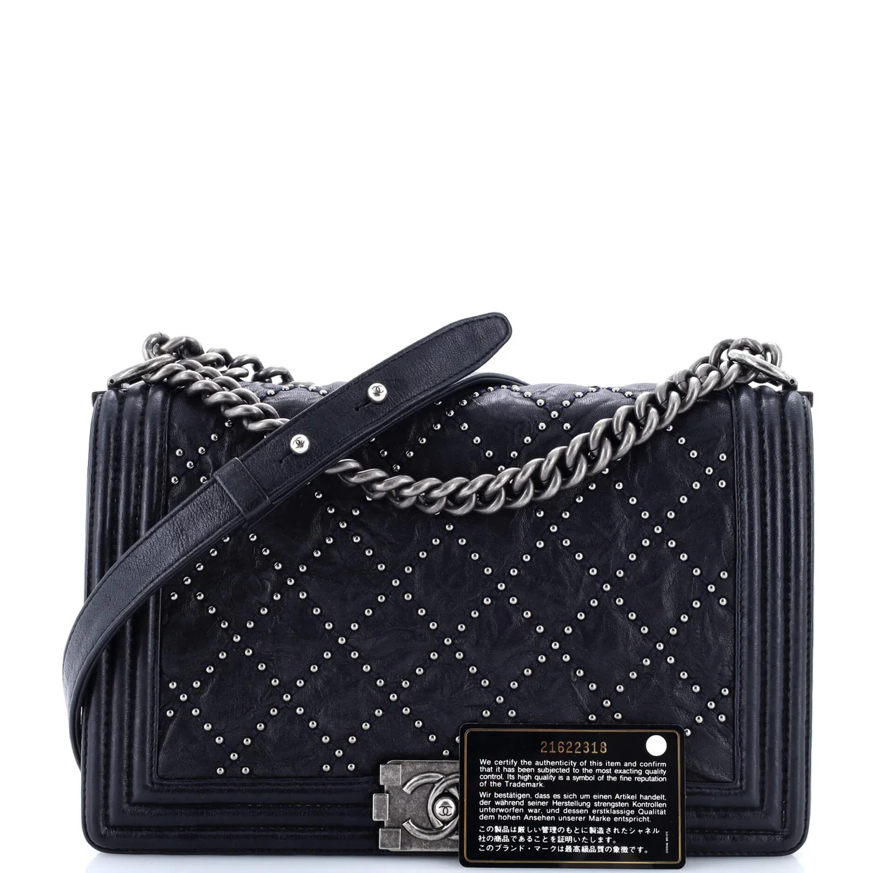 Boy Flap Bag Studded Quilted Distressed Calfskin Old Medium - Deep Luxury