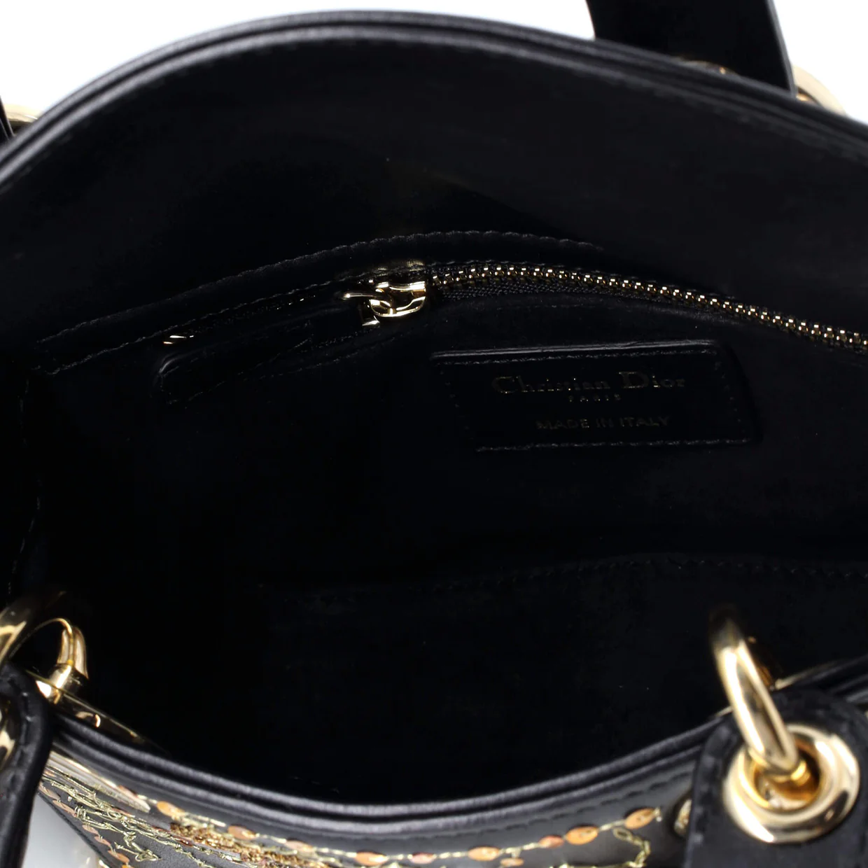 Lady Dior Chain Bag Embroidered Calfskin Mini - Deep Luxury