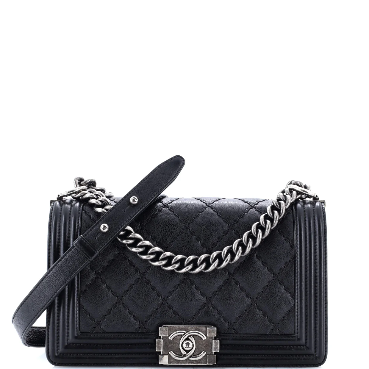 Stitch Boy Flap Bag Quilted Calfskin New Medium - Deep Luxury