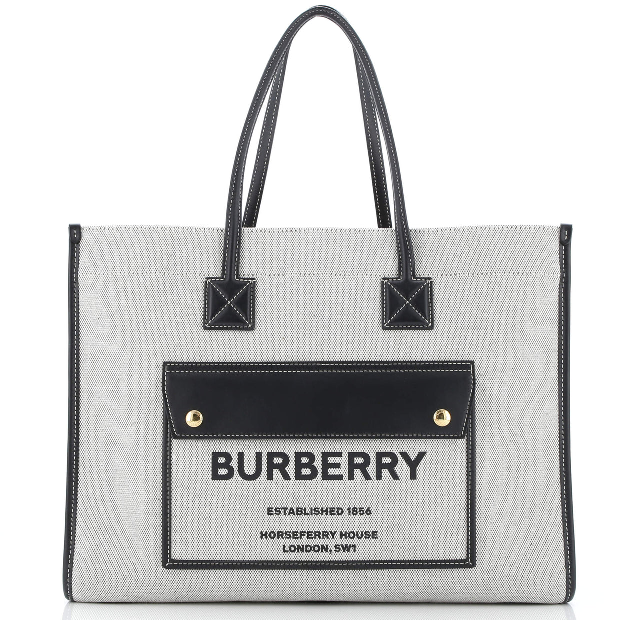 Freya Shopping Tote Canvas with Leather Medium - Deep Luxury