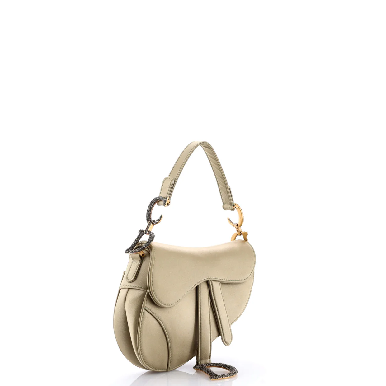 Saddle Handbag Satin with Crystals Mini - Deep Luxury