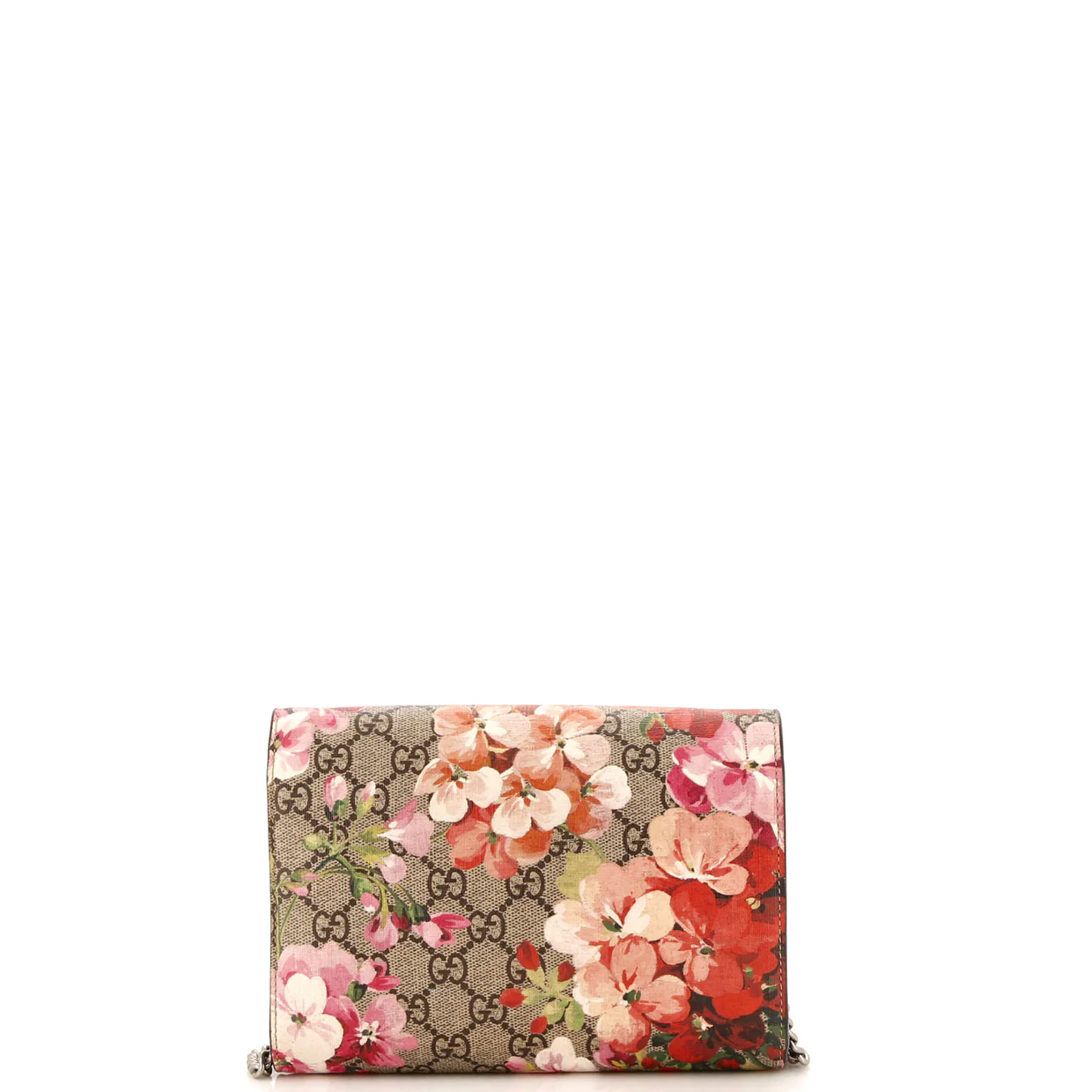 Dionysus Chain Wallet Blooms Print GG Coated Canvas Small - Deep Luxury