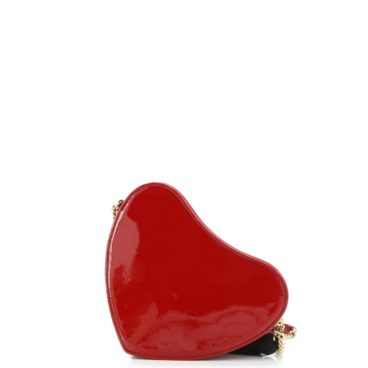 Love Heart Tassel Chain Bag Patent Small - Deep Luxury