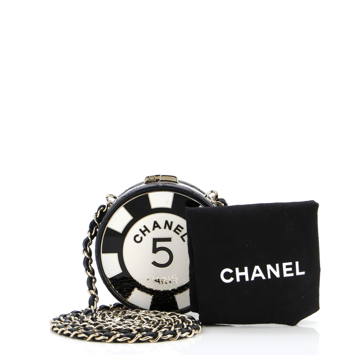 Poker Chip Clutch With Chain Quilted Lambskin with Enamel - Deep Luxury