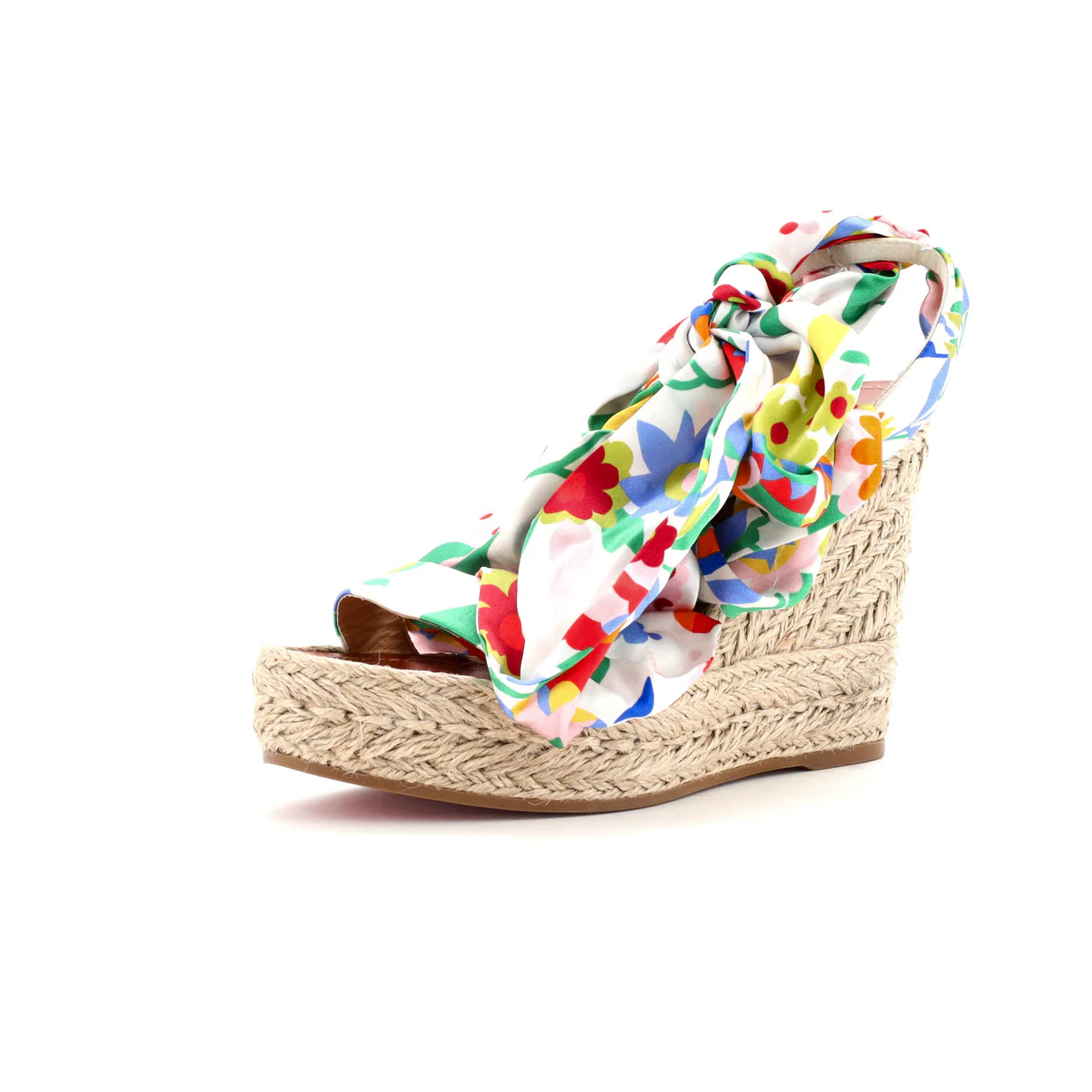 Women's Monica Du Desert Wedge Espadrilles Printed Satin 110 - Deep Luxury
