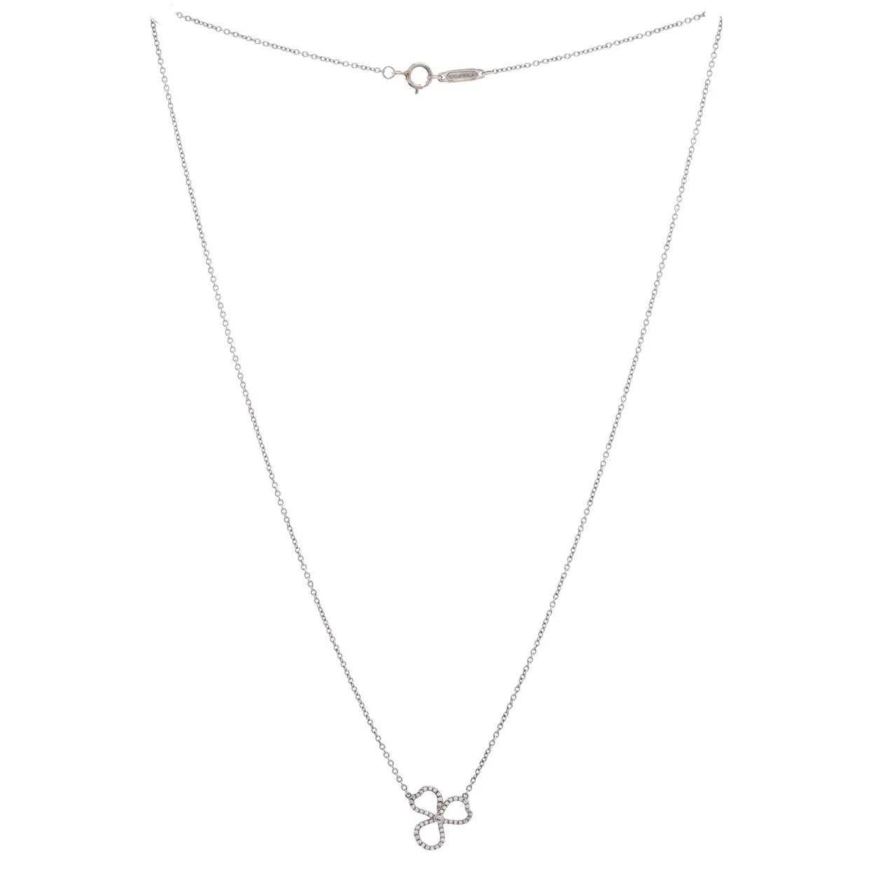 Open Paper Flower Pendant Necklace Platinum and Diamonds Mini - Deep Luxury