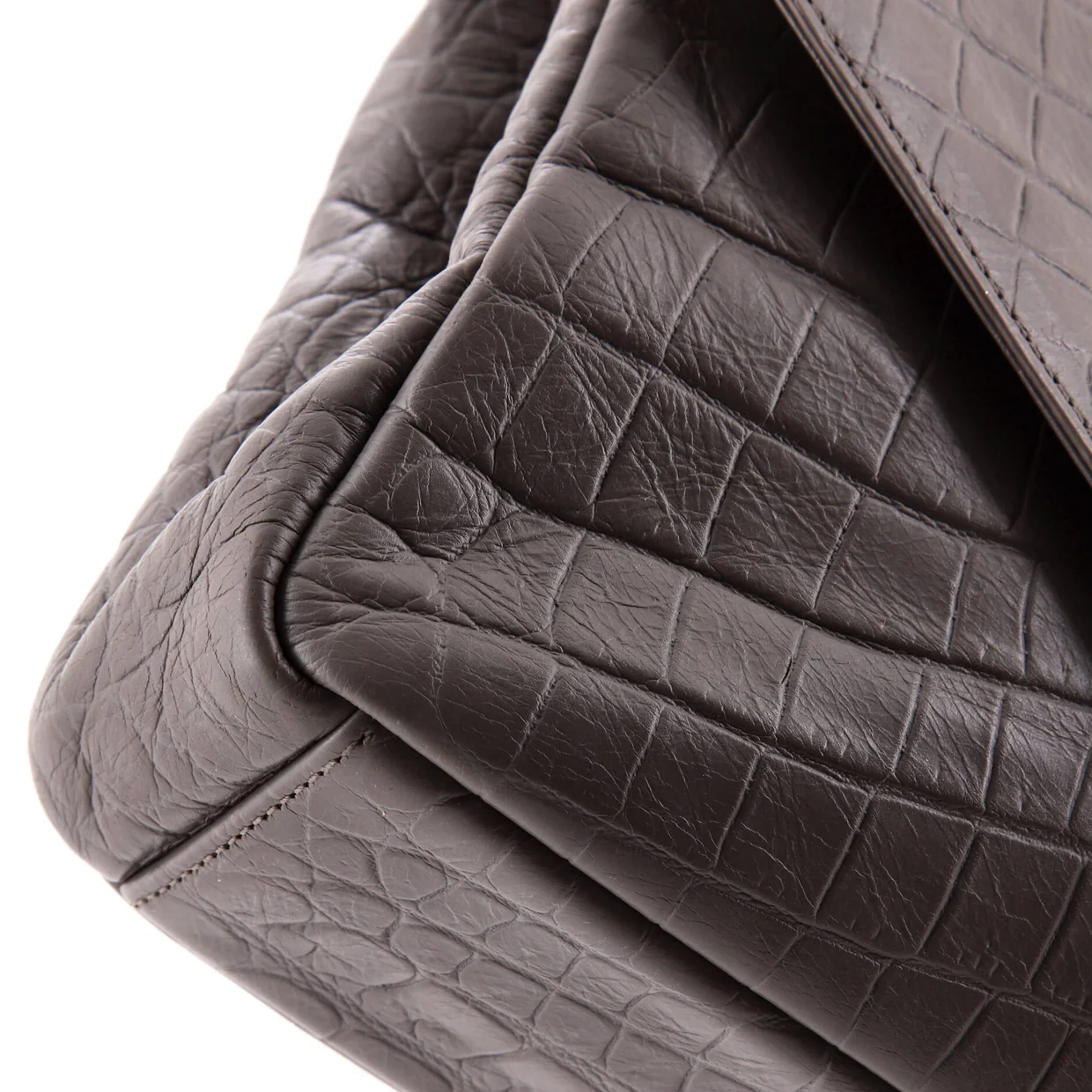 Classic Monogram College Bag Crocodile Embossed Leather Medium - Deep Luxury