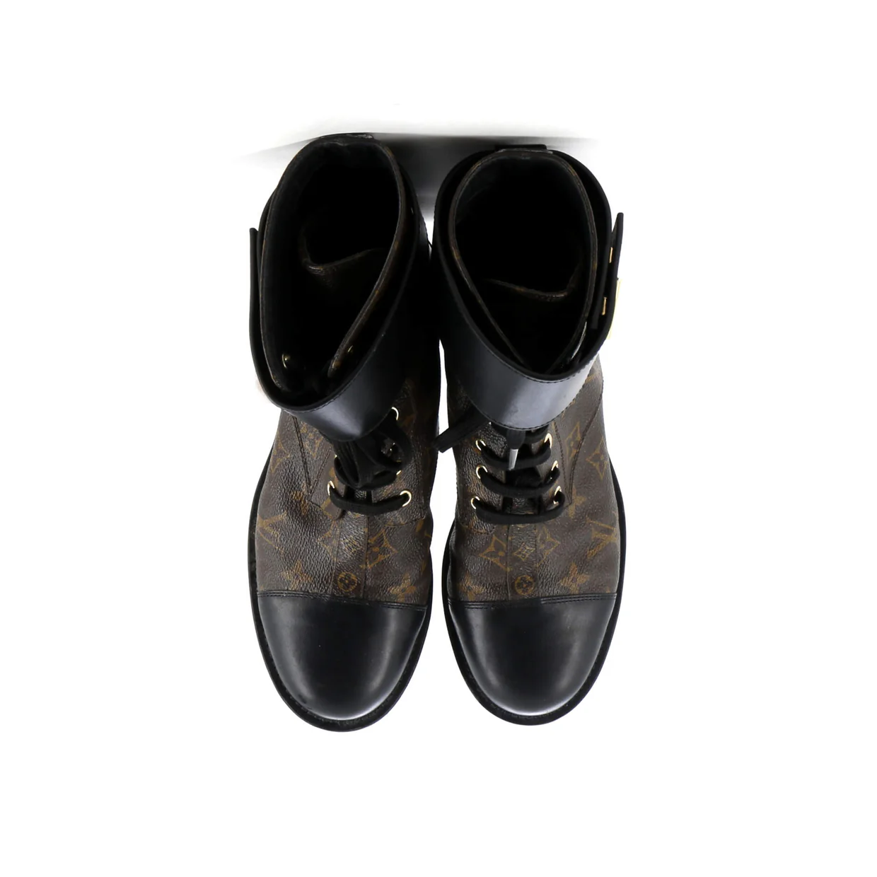 Women's Wonderland Flat Ranger Boots Monogram Canvas and Leather - Deep Luxury