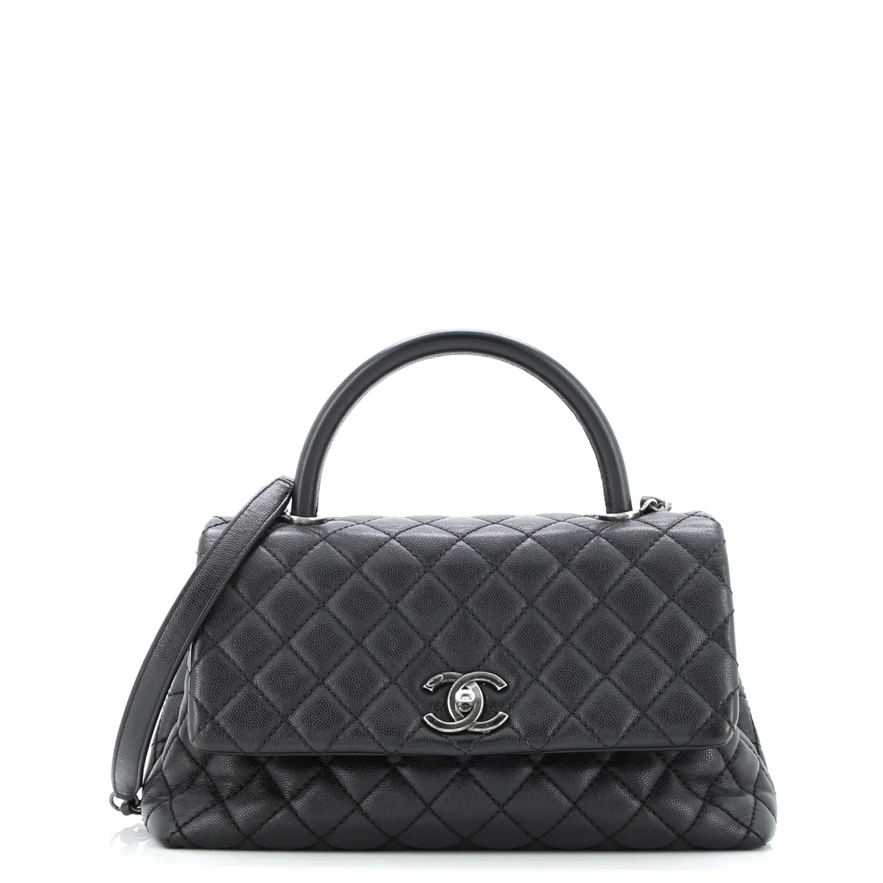 Coco Top Handle Bag Quilted Caviar Small - Deep Luxury