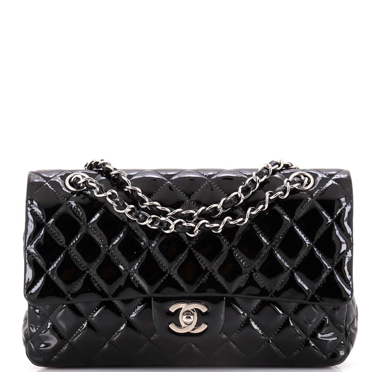 Classic Double Flap Bag Quilted Patent Medium - Deep Luxury