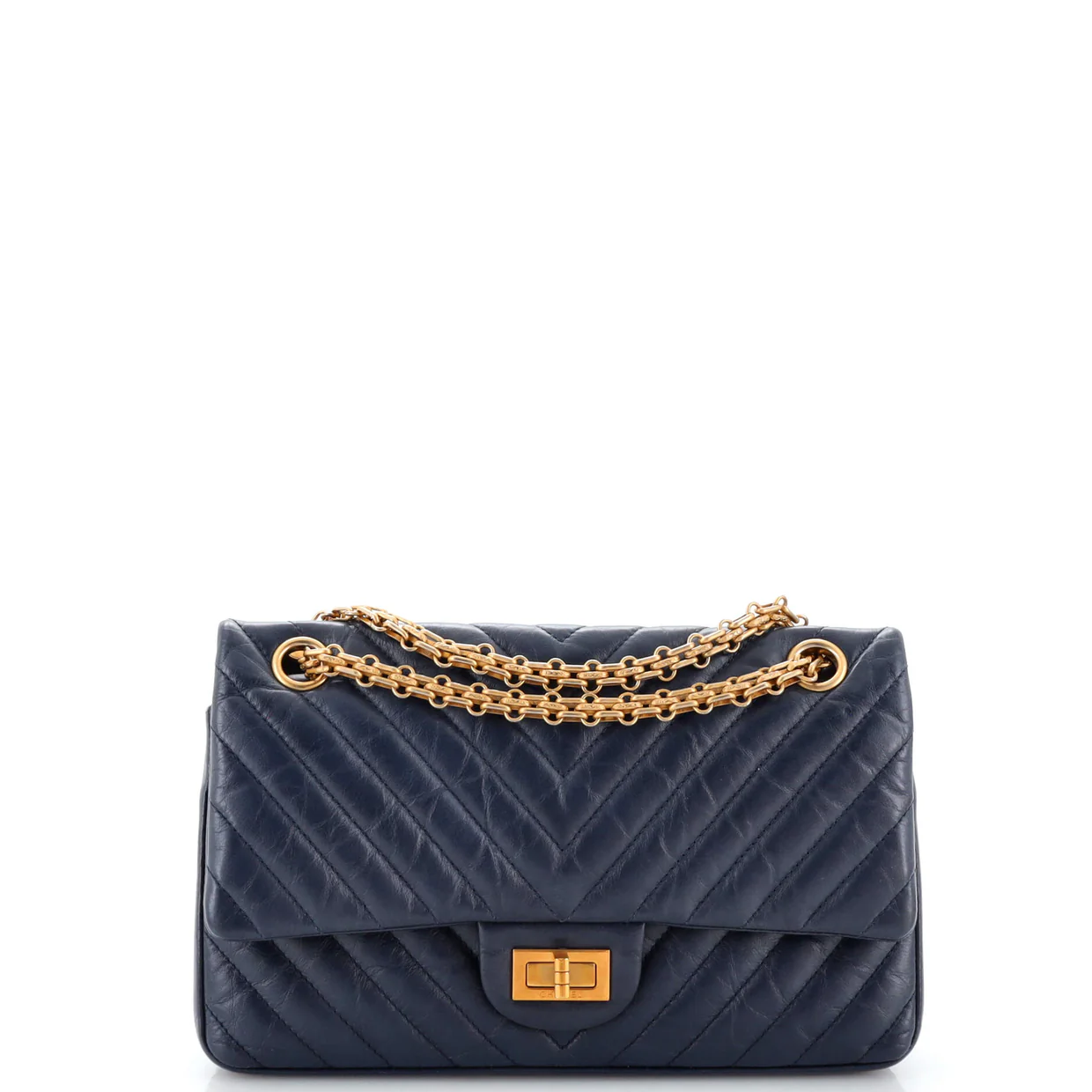 Reissue 2.55 Flap Bag Chevron Aged Calfskin 225 - Deep Luxury