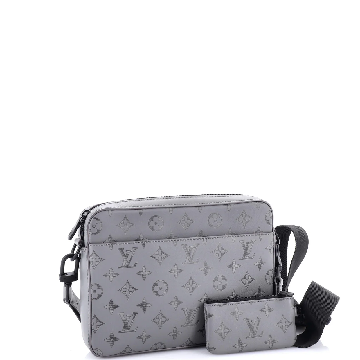 Duo Messenger Bag Monogram Shadow Leather - Deep Luxury