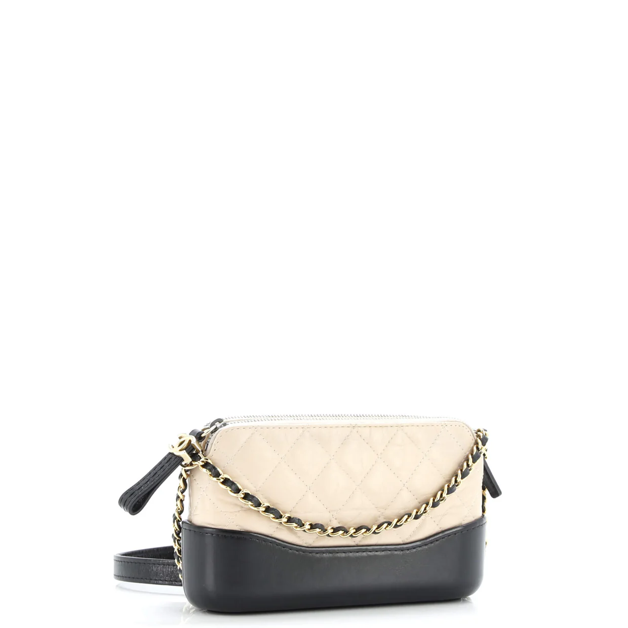 Gabrielle Double Zip Clutch with Chain Quilted Aged Calfskin - Deep Luxury