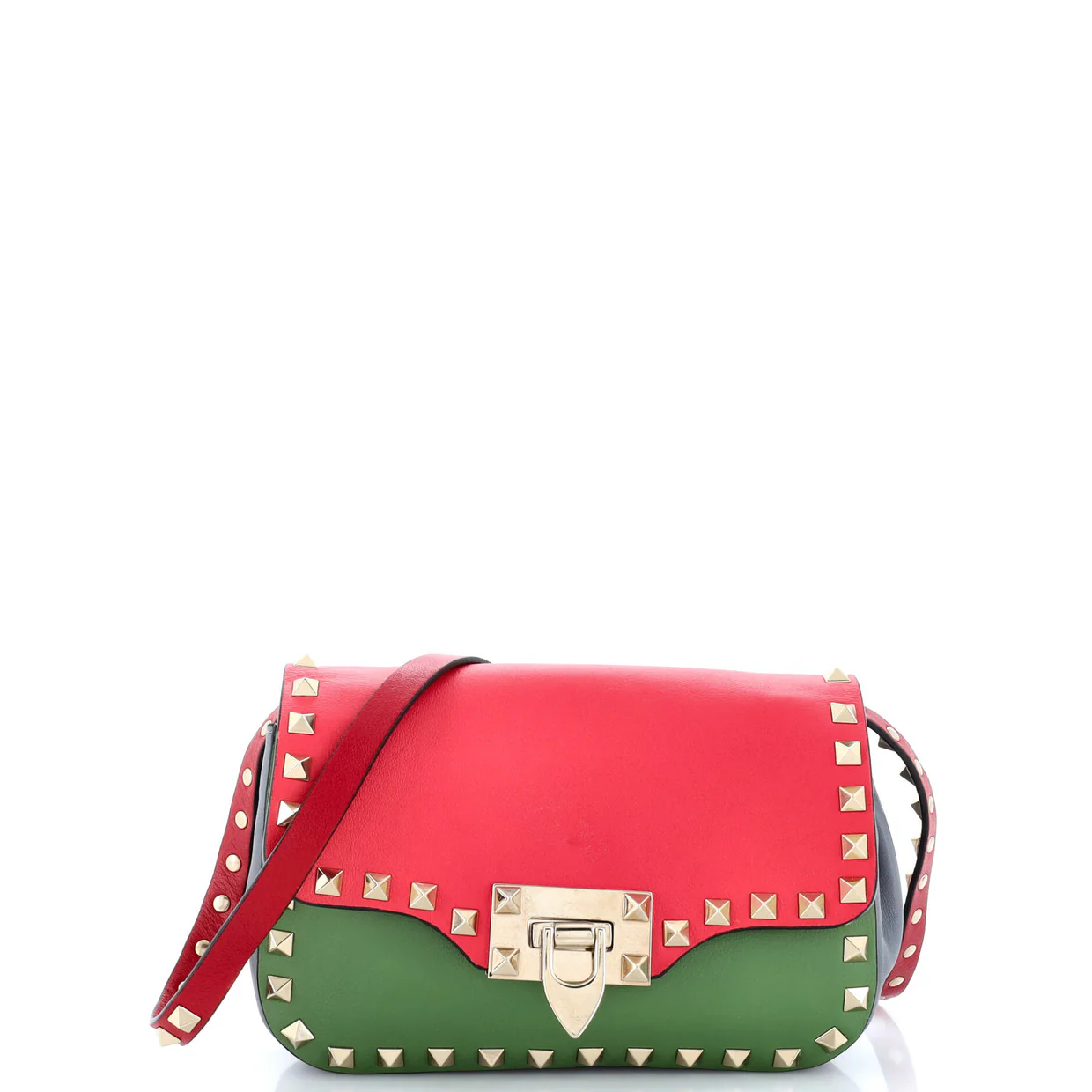 Rockstud Flip Lock Flap Bag Leather Mini - Deep Luxury