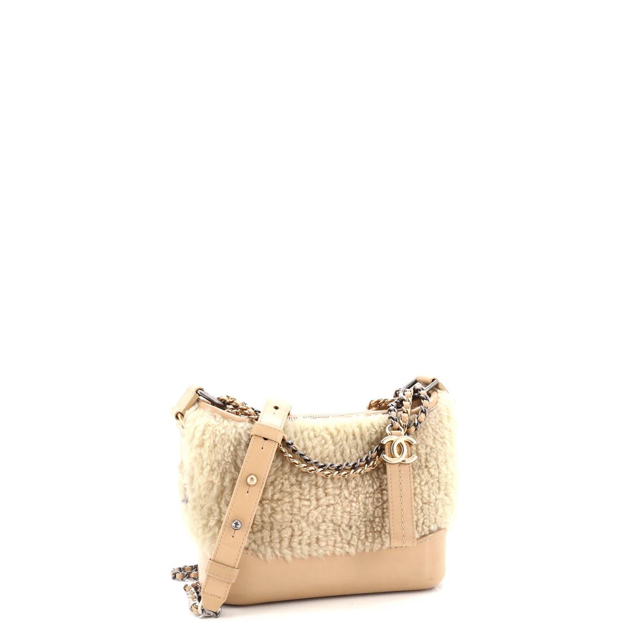 Gabrielle Hobo Shearling and Leather Small - Deep Luxury