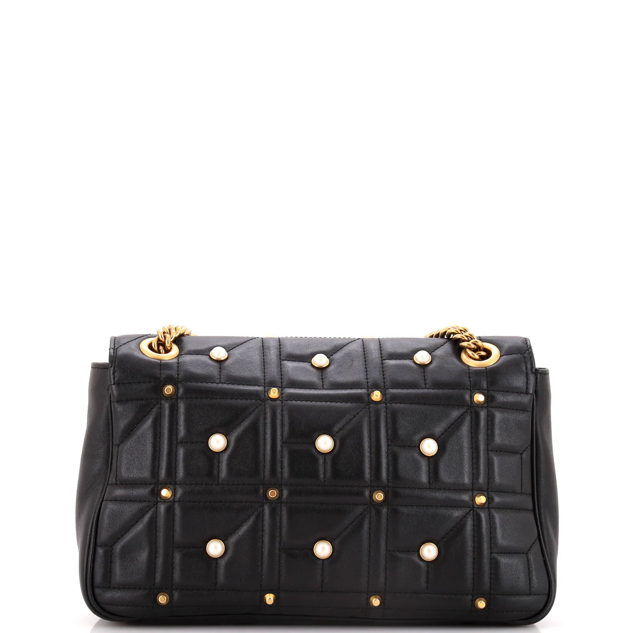 Pearly GG Marmont Flap Bag Embellished Matelasse Leather Medium - Deep Luxury