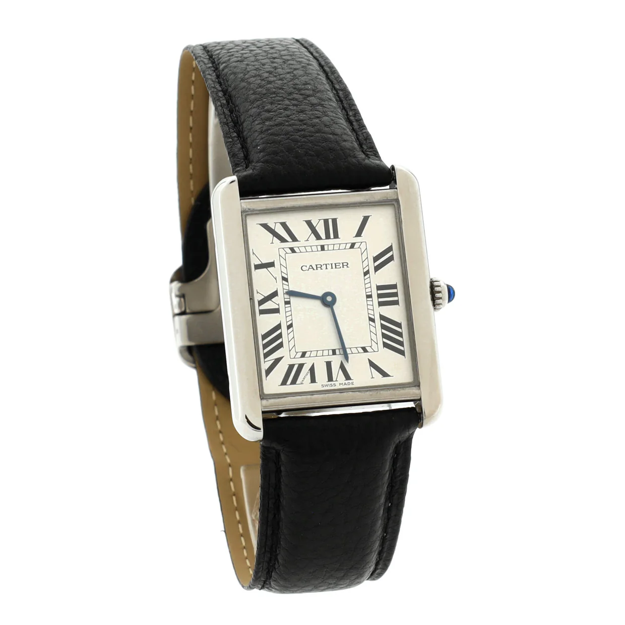 Tank Solo Quartz Watch Stainless Steel and Leather 27 - Deep Luxury