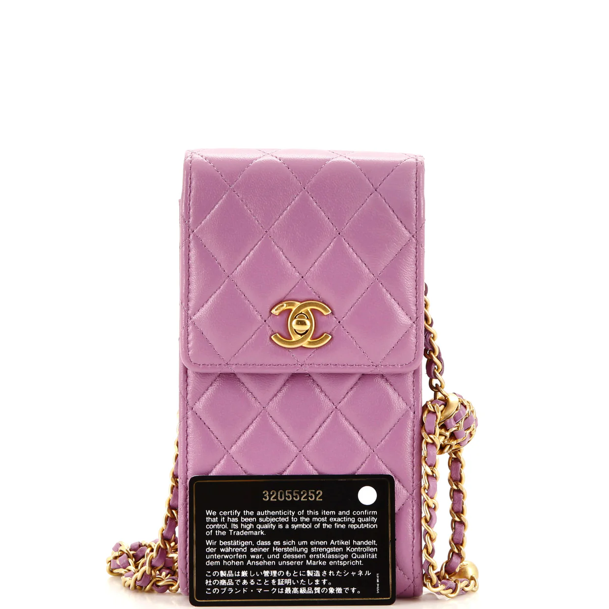 Pearl Crush Phone Holder Crossbody Bag Quilted Lambskin - Deep Luxury