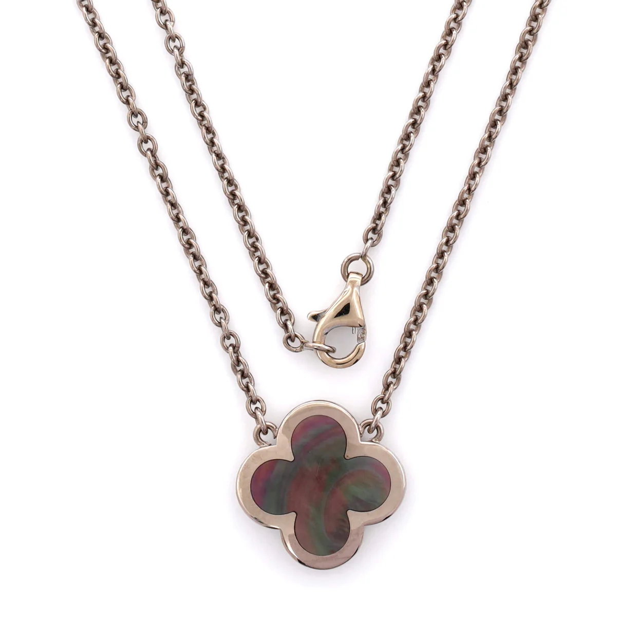 Pure Alhambra Pendant Necklace 18K White Gold and Mother of Pearl - Deep Luxury
