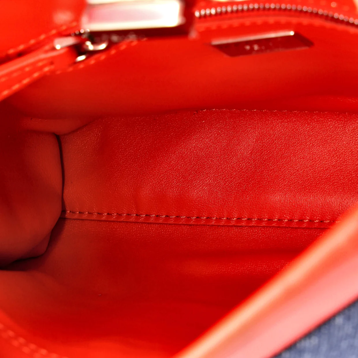 Peekaboo Bag Denim with FF Leather Applique Mini - Deep Luxury