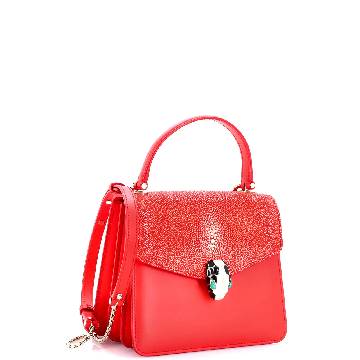 Serpenti Forever Top Handle Bag Leather and Stingray Small - Deep Luxury