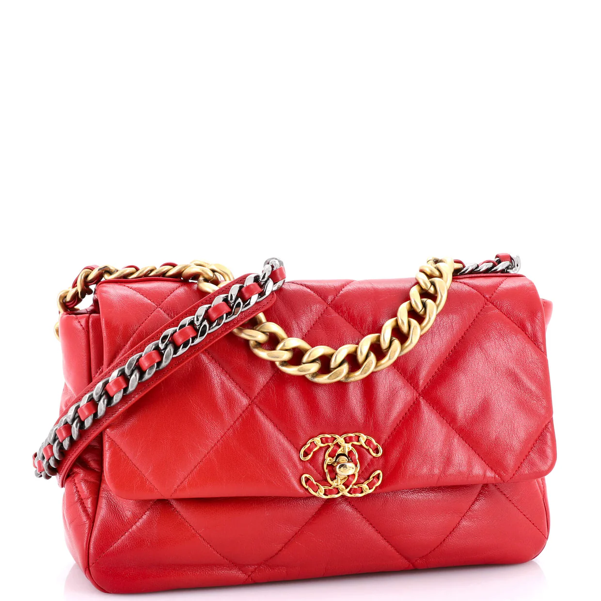 19 Flap Bag Quilted Leather Large - Deep Luxury