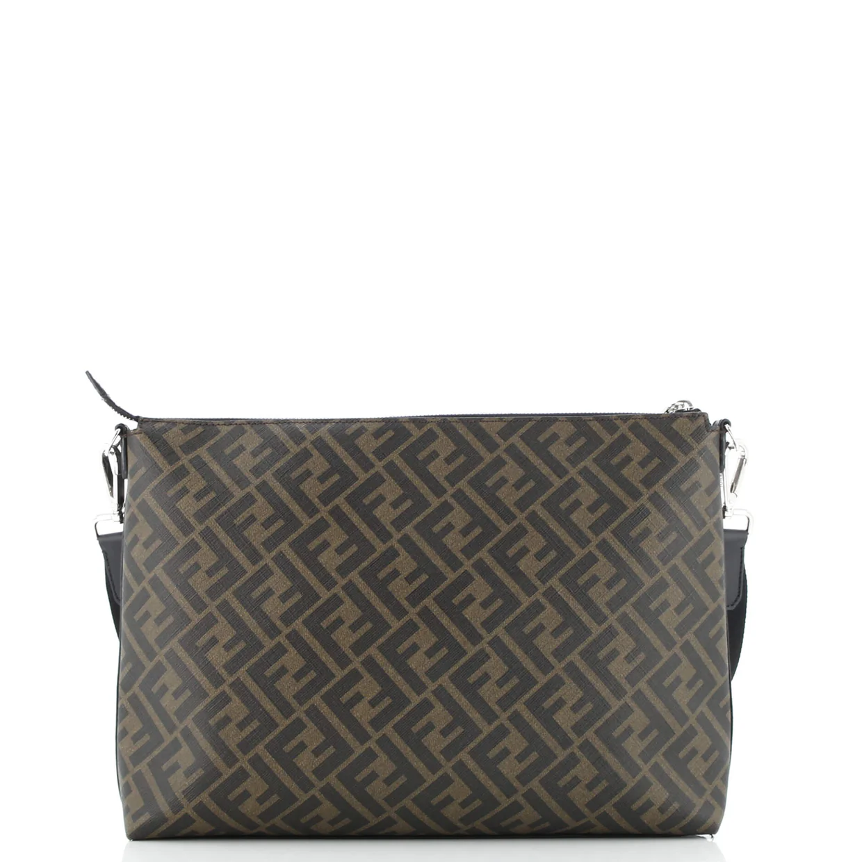 Front Zip Messenger Zucca Coated Canvas and Leather Large - Deep Luxury