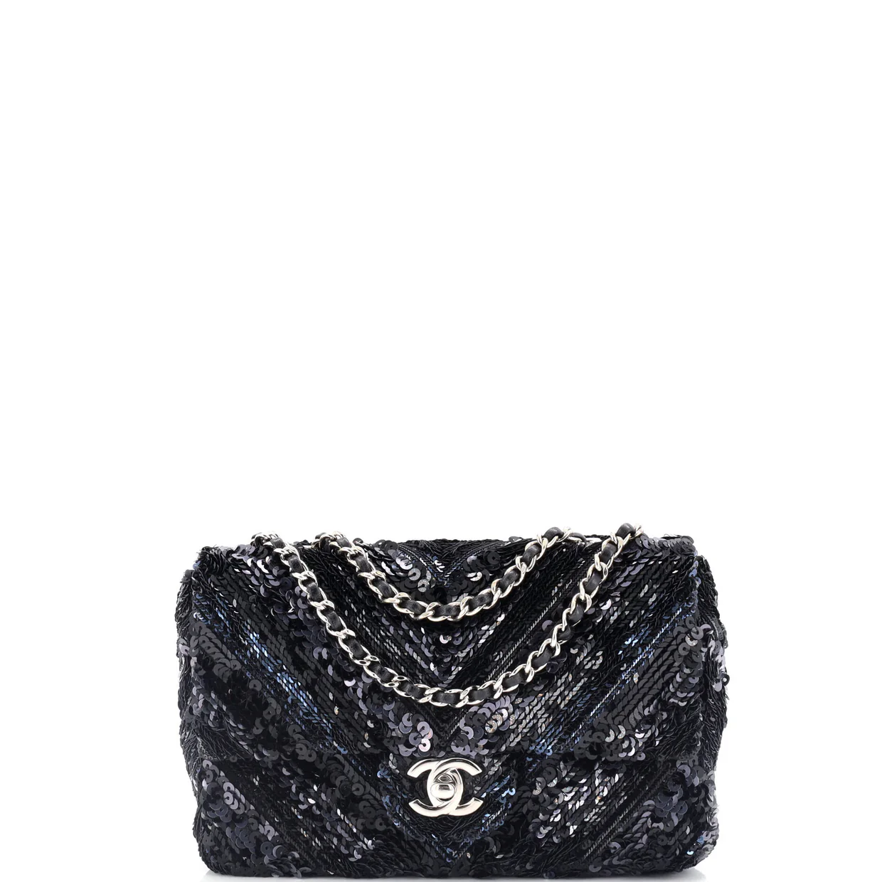CC Flap Bag Chevron Sequins Mini - Deep Luxury