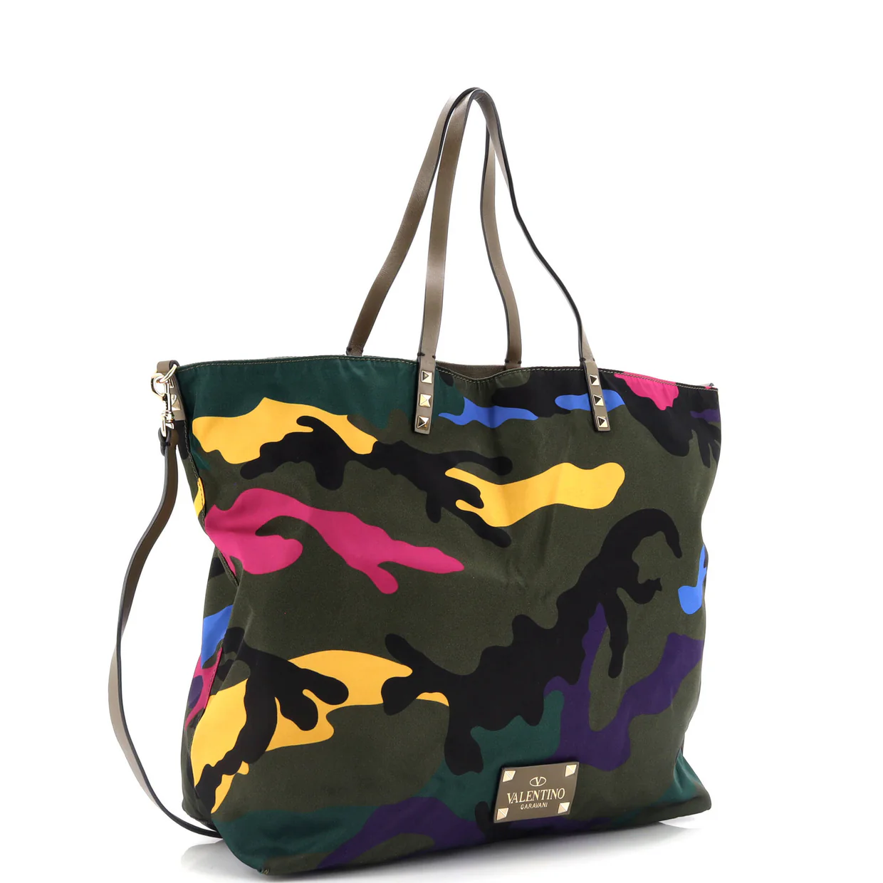 Rockstud Open Reversible Convertible Tote Camo Nylon Medium - Deep Luxury