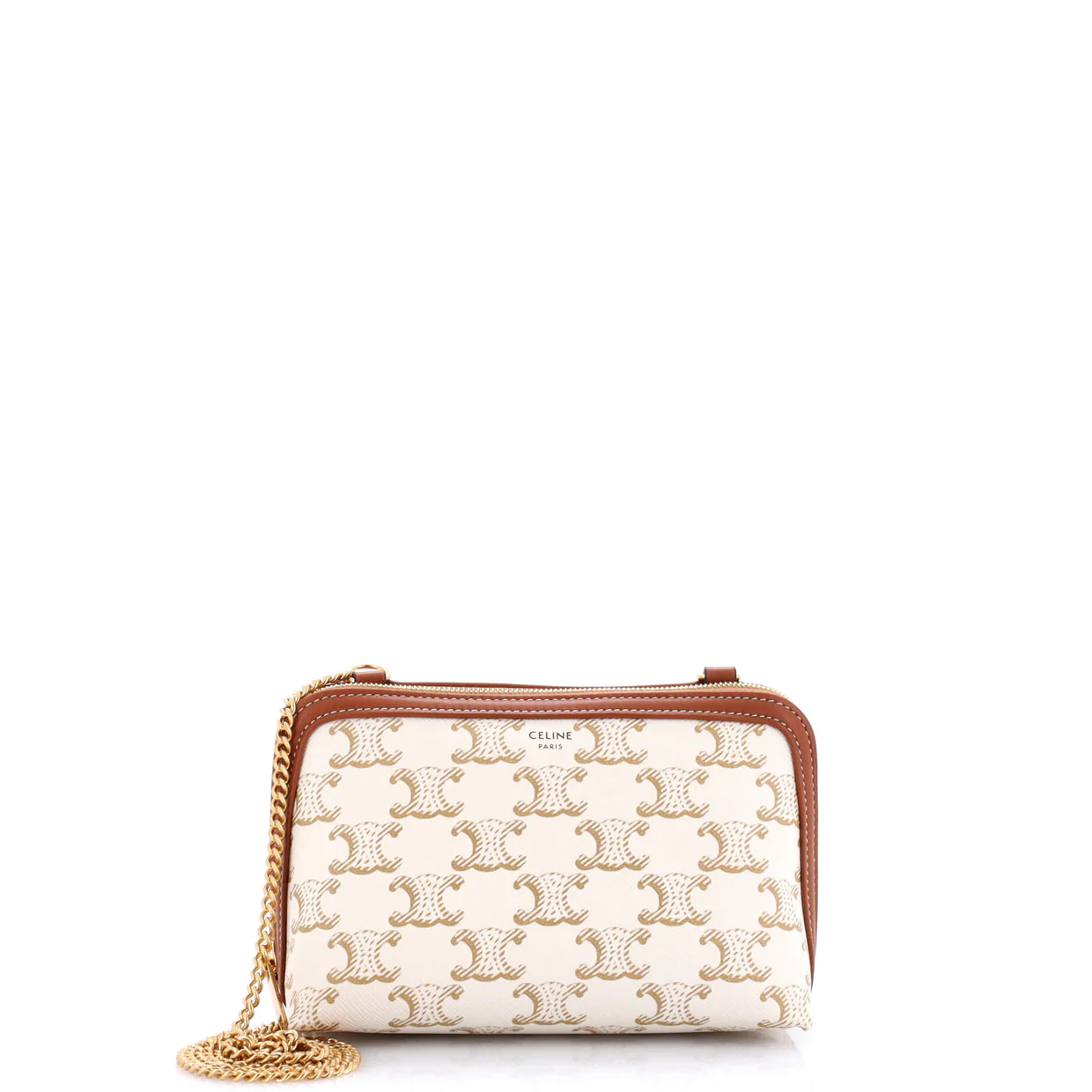 Zip Around Chain Clutch Triomphe Coated Canvas - Deep Luxury