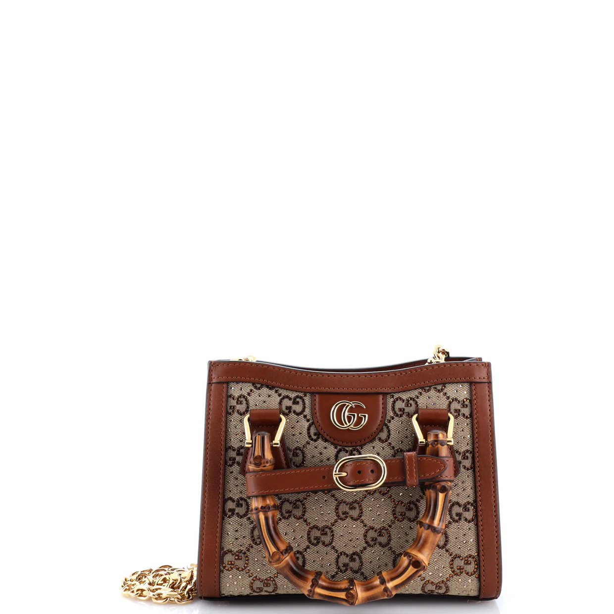 Diana NM Bamboo Handle Tote Crystal Embellished GG Canvas Mini - Deep Luxury